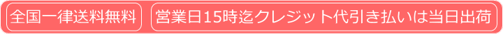 全国一律送料無料・営業日15時迄のクレジット代引き払いは当日出荷