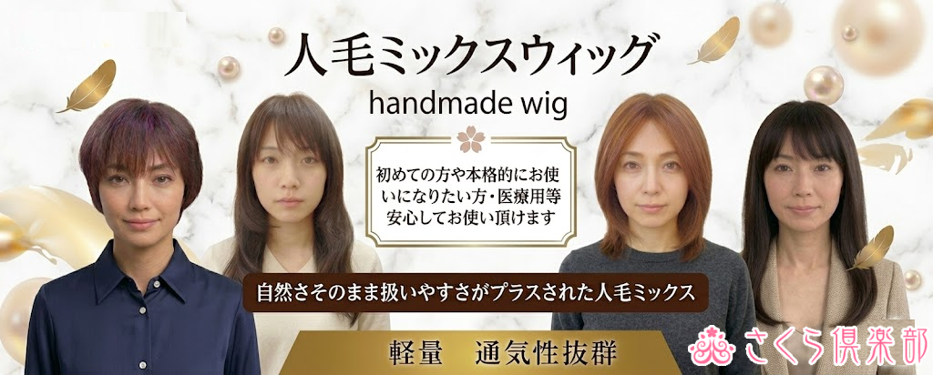 人毛ミックスフルウィッグ（総手植え・高品質スキン付き）商品一覧へ