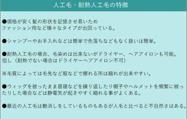 の耐熱人工毛の特徴