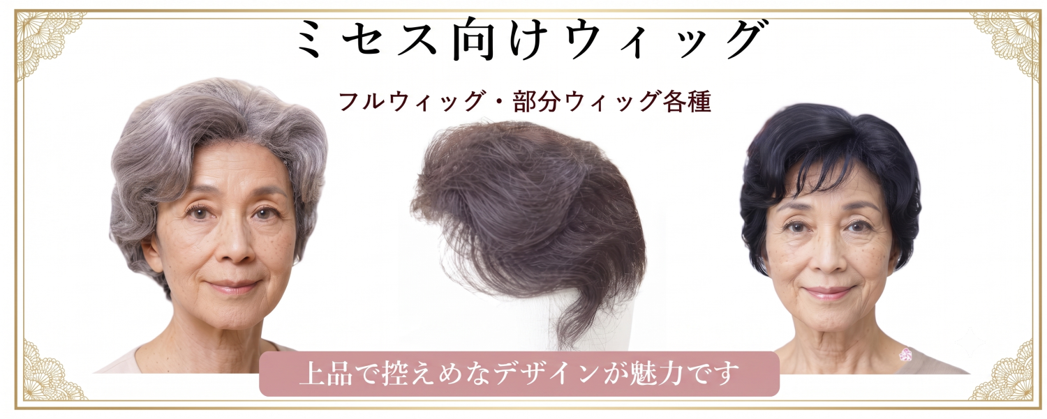 シニアミセス向きフルウィッグ・部分ウィッグ各種！