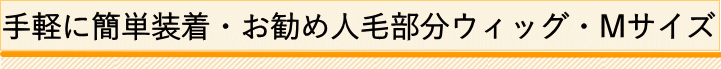 手軽に簡単装着・お勧め人毛部分ウィッグ・Mサイズ