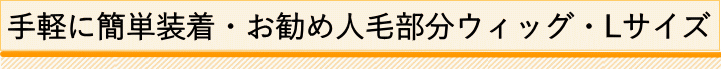 手軽に簡単装着・お勧め人毛部分ウィッグ・Lサイズ