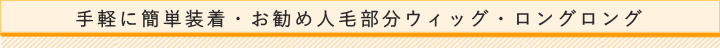 手軽に簡単装着・お勧め人毛部分ウィッグ・ロングサイズ
