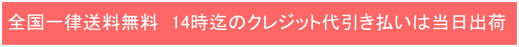 全国一律送料無料・営業日14時までのご注文は当日出荷

